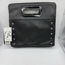 Bandolera/cartera de mano Rampage negra de cuero con tachuelas de imitación para mujer nueva