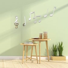 Hágalo usted mismo Arte Acrílico Espejo Superficie Pared Adhesivo Música Nota Patrón Decoración del Hogar