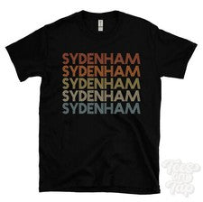 CAMISETA SYDENHAM ESTILO RETRO REPETIDO Hombre y Mujer Novedad Genial Nombre Regalo