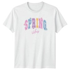 Camiseta Spring Vibes para mujer flor pastel moda de temporada