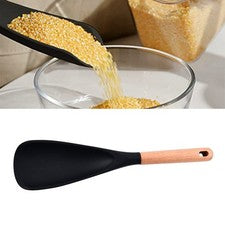 Cuchara de cocina de silicona antiadherente con mango cómodo mango de madera 34 x 7 cm