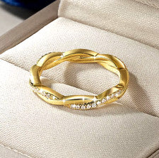 Anillo de Moissanita de Plata de Ley 925 Onda Giro Eternidad Infinito Brillante Mínimo