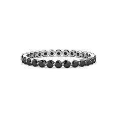 Anillo de plata de ley 925 espinela negra redondo 2,00 mm apilable banda de eternidad completa