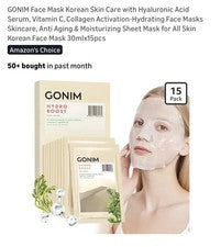 Mascarilla facial coreana cuidado de la piel con suero de ácido hialurónico, vitamina C, colágeno activo