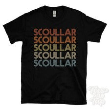 CAMISETA ESTILO RETRO REPETIDA SCOULLAR Hombre y Mujer Novedad Genial Nombre Regalo