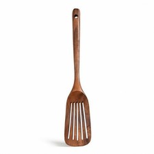 Volteador de sartenes de madera natural volteador de sartenes con orificio para colgar estable para cocina