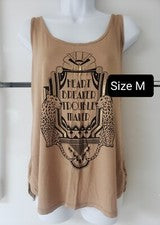 Camiseta sin mangas de moda para mujer color tostado con estampado elástica sin mangas cuello redondo talla M