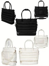 Nuevo bolso de mano de moda hinchado iPack, colores a elegir NEGRO, 17,3"Wx19,3"Lx6,1"H viral