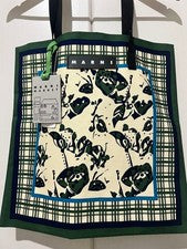 [NUEVO CON ETIQUETAS] Bolso de hombro MARNI floral de lona verde crema 44...