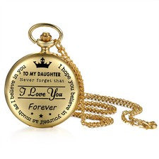 Relojes de bolsillo antiguos de cuarzo para mi hija de mamá papá para cumpleaños de Navidad
