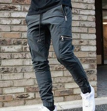 Pantalones De Cargo Chándal Ajustados Para Hombres Gimnasio Moda Multibolsillos