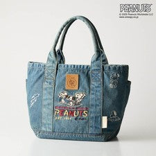 [US Tax Paid] PEANUTS 75th Anniv ROOTOTE Snoopy Denim Bolso de Mano Bordado...