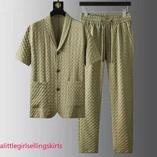 Moda Para hombres Conjuntos de Dos Piezas Primavera Verano Informal Manga Corta Camisas Pantalones