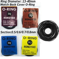 Junta de sellado de cubierta de caja trasera de reloj junta tórica impermeable 0,5 mm-0,8 mm anillo 13-40 mm