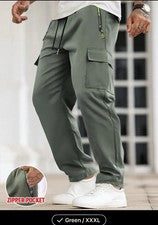 Pantalones informales de moda verde 3 XL = talla 42 para hombre con bolsillos de carga ¡Nuevos!!!!
