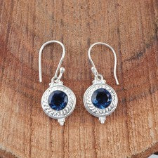 Pendientes colgantes de boda de plata esterlina 925 natural de topacio azul Londres esposa joyería