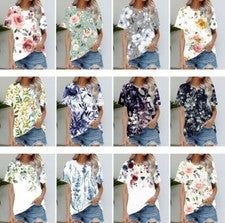 Blusa Mujer Negro Flor Camiseta Moda Suave Manga Corta Camisa Blanquecino sedosa