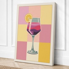 Arte de pared moderno en lienzo de vino y limón decoración del hogar listo para colgar