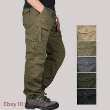 Hombre Algodón Cargo Primavera Otoño Casual Multi Bolsillos Pantalones