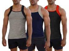 Paquete de 3 camisetas sin mangas estilo unidad G corte cuadrado corte seco ajuste seco Different Touch para hombre