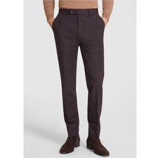 Pantalones de vestir calce ajustado Calvin Klein para hombre talla 40Wx30L vino cuadros trabajo oficina