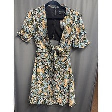 Mini Vestido Para Mujer ASOS DESIGN Curve 6 Multicolor Floral Corbata Frontal Hipster B55