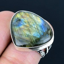 Anillo de joyería de plata esterlina 925 hecho a mano con piedras preciosas...