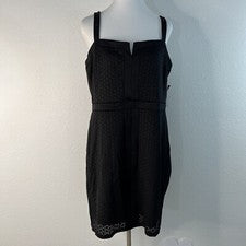 Vestido Thalia Sodi Mujer XL Negro Sin Mangas Malla Borde Rodilla Forrado Nuevo con Etiquetas