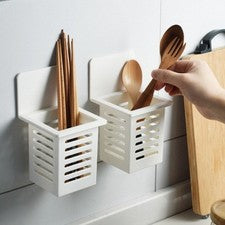 Soporte para utensilios de plástico montado en la pared 10 x 17,5 cm sin taladro para cucharas de palillos