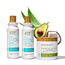 Paquete de batido hidratante de azúcar cruda + mascarilla capilar - champú y acondicionador tiburón seco