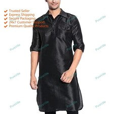 Camisa de moda para hombre para hombre larga Kurta Bland vestido de nailon ca...