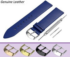 Correa de reloj de cuero genuino azul para SEKONDA para pasadores de cierre de hebilla