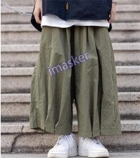 Pantalones de hombre estilo callejero sueltos de pierna ancha pantalones de algodón informales japoneses