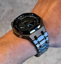 New Custom GShock GA2100 Casioak Stainless Steel Bracelet Gift - All black