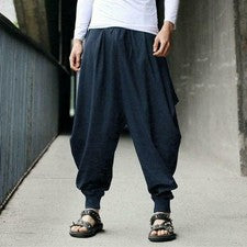 Pantalones Pantalones Retro Para Hombre Algodón Lino Informales Harén Sueltos Estilo Japonés