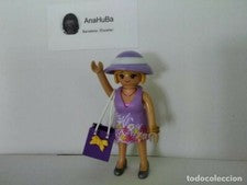 Playmobil figura mujer con bolso, moda, tienda, vestido verde coleccion, diorama