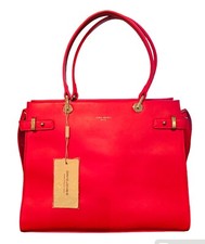 Bolso de Mano Clásico David Jones Paris Rojo Para Mujer Cuero PU CM5693 NUEVO CON ETIQUETAS