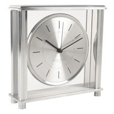Reloj de sobremesa cuadrado tono plata de London Clock Co. cara transparente 03212