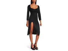 Vestido Steve Madden Ginette Para Mujer Pequeño Negro Abertura Lateral Cuello Corazón JDM391