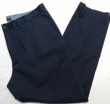 NAUTICA Pantalón Talla 38 X 30 Azul Marino Sarga Frente Plano NUEVO (cs10)