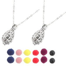 2 Sets Fragrance Pendant Aromatherapy Perfume Essential Oil Necklace Chain