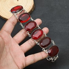 Pulsera de joyería de plata esterlina 925 hecha a mano de piedras preciosas g...