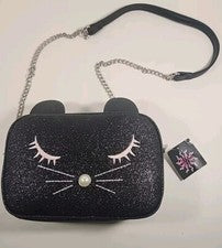 NUEVO CON ETIQUETAS OLIVIA MILLER Mujer Niñas Bandolera Gato Negro Gatito Brillo Cadena Correa