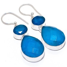 Pendiente de joyería de plata esterlina 925 hecho a mano con piedras preciosa...