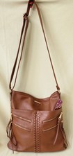 Bandolera Lrg Rampage Coñac 14x14 Y2K Boho Multi Cremallera Punto de Látigo Bolsillo a Presión Nueva con Etiquetas