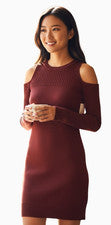 Vestido JustFab Para Mujer S Borgoña Bodycon Hombro Frío Mini Fecha Noche Fiesta Nuevo con Etiquetas