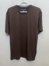 NUEVA Camiseta Kenneth Cole Active Para Hombre XL Espresso Marrón Cuello Redondo Tech SS