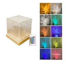 Lámpara de cristal de luz nocturna con cambio de ondulación de agua giratoria de 3/16 colores decoración del hogar
