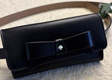 Nuevo con etiquetas Cartera Cinturón Kate Spade Mujer Cuero Negro Talla L/XL (al por menor $98)