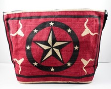 Bolso de Mano Estilo Occidental Sin Forro Algodón Plantilla Cartera Texas Star Steer Rojo
